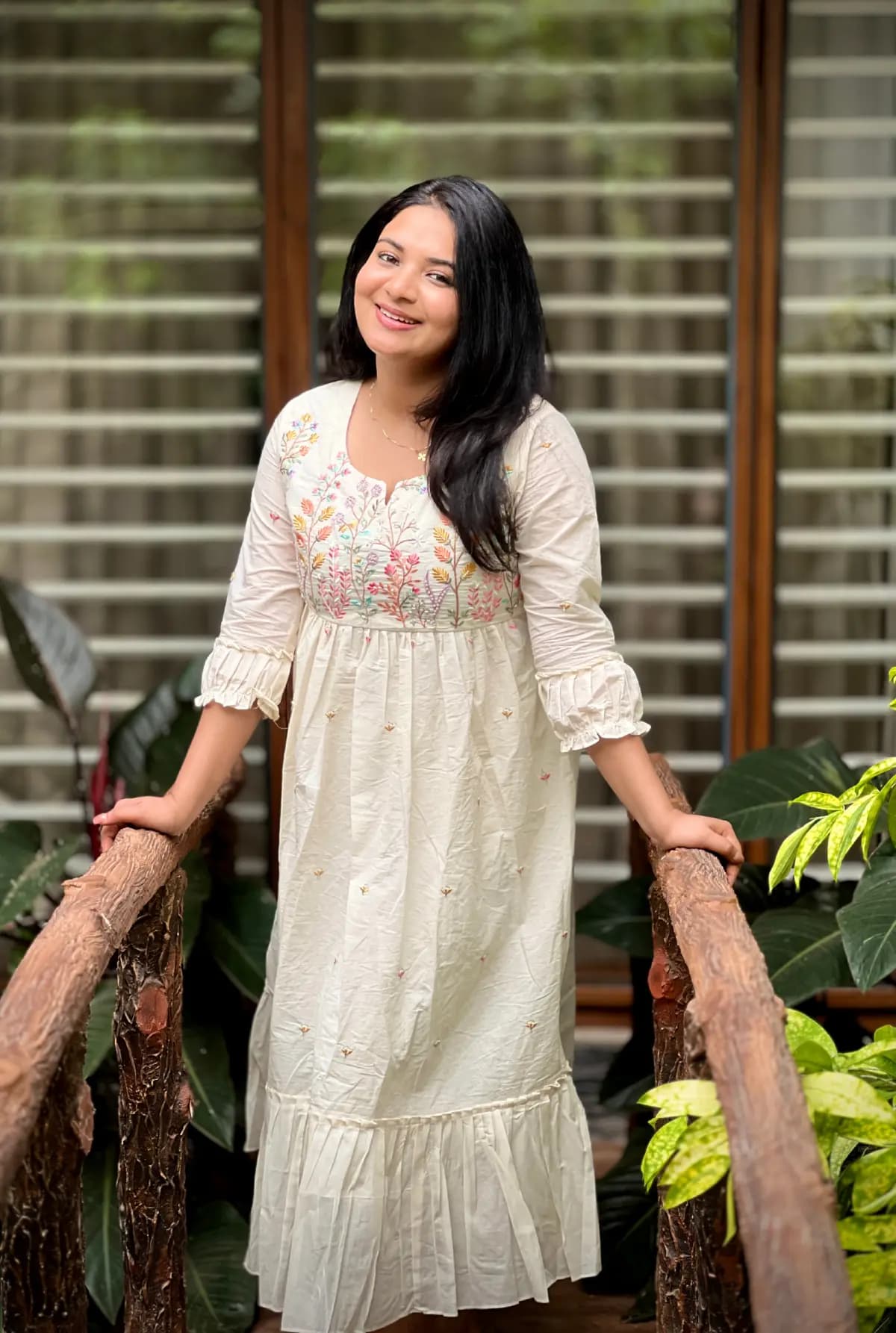 Designer Frock in Kora Cotton -  Off-white