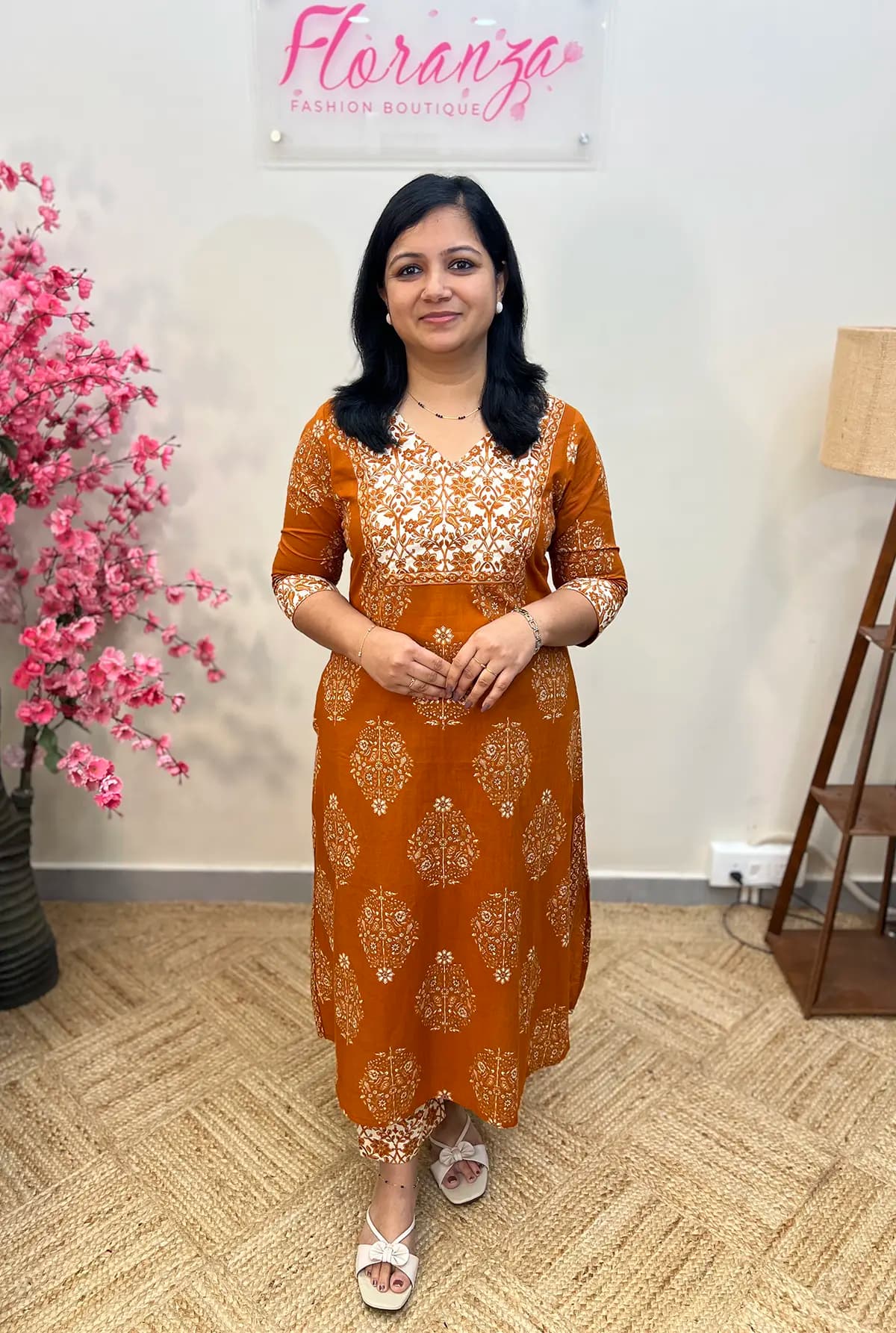Florista 2 Piece Set In Printed Cotton - Rust