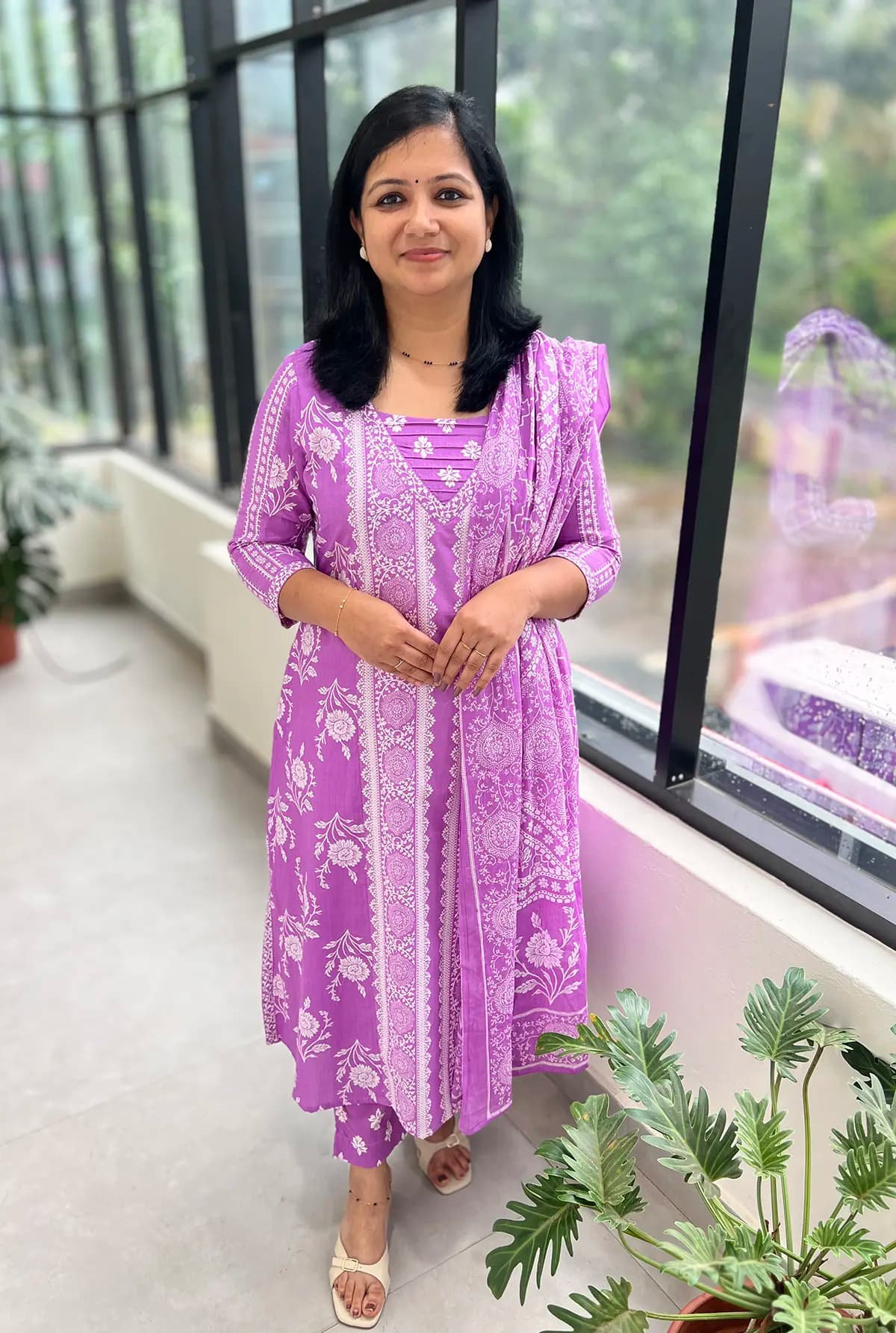Florista 3 Piece Set in Cotton - Lavender n White